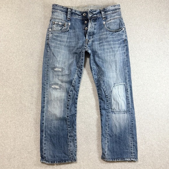 G-Star Other - G Star Raw Jeans Men's 34x29 Blue Radar Straight Distressed Restored Y2K Hemmed